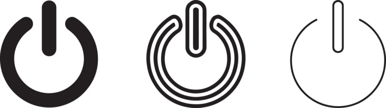 On off icon set of power buttons in clean silhouette vector EPS, solid style, isolated.