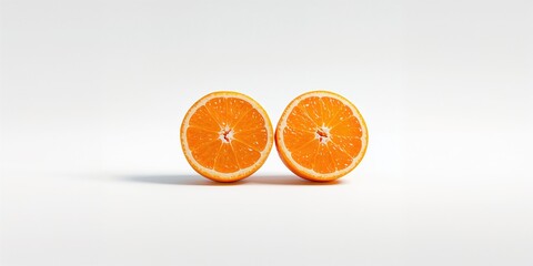 A sliced orange showing juicy segments on a white surface, emphasizing natural fruit presentation