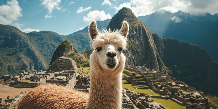 Peruvian llamas resting on ancient Incan ruins, highlighting heritage preservation efforts