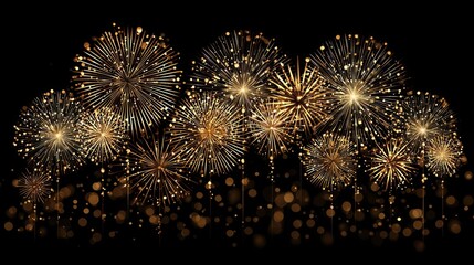 Fireworks Background with Gold Fireworks for New Year