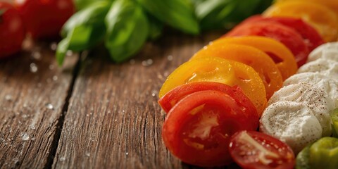 Close-up of sliced tomatoes and shredded cheese, highlighting natural produce and dairy, National Nutrition Month