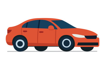 Fototapeta premium Red Car Icon Flat Vector Illustration Isolated on White.