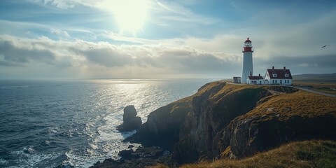 Akranes lighthouse standing tall by the Icelandic shoreline, guiding ships along the coast
