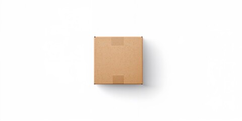 Obraz premium Flat lay of a blank small box with no contents on a white surface, ideal for product presentation