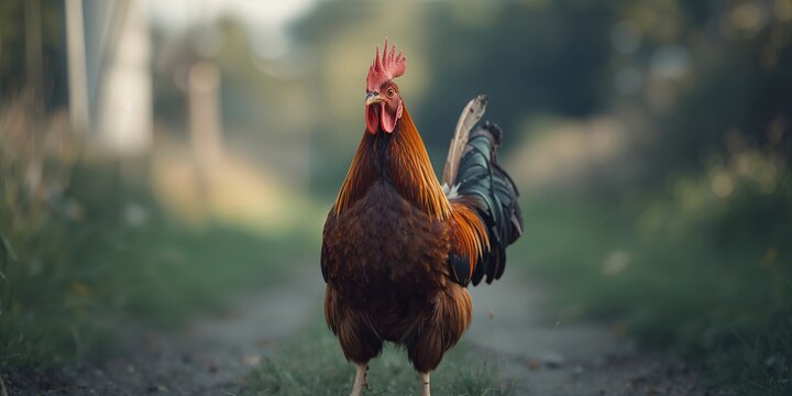 Close-up of a rooster, focusing on feather textures for poultry farming safety - Powered by Adobe