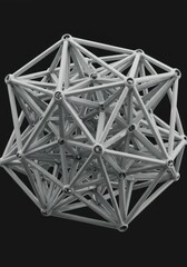 Intricate abstract geometry built from multiple interconnected white triangles forming a complex, seamless three-dimensional shape ,triangle, graphic, form