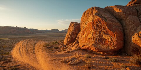Rock carvings depicting early symbols offer insights into prehistoric communication methods