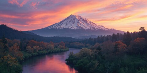 Sunset over a mountain range with flowing river, highlighting erosion risk