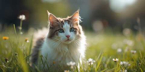 Urban landscape with a stray cat wandering through city streets, highlighting urban animal presence