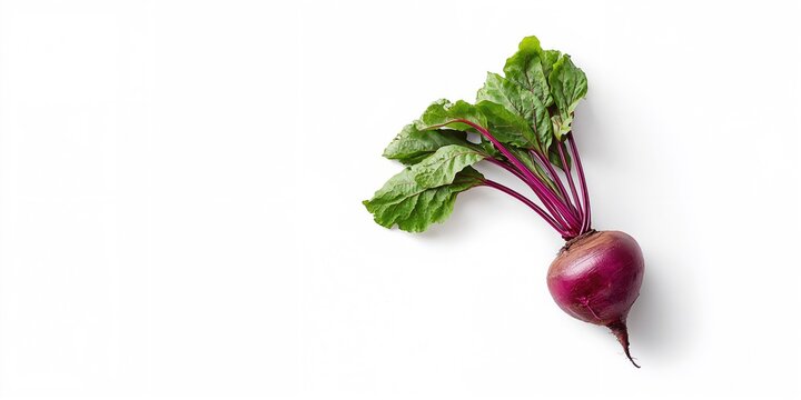 Sugar beet with leafy tops on a white background highlighting root crop harvesting, suitable for agricultural research