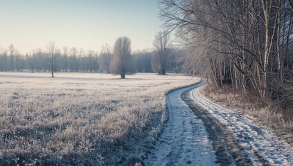 Winter scene of grasslands in Scioto Grove with snow accumulation, highlighting seasonal change