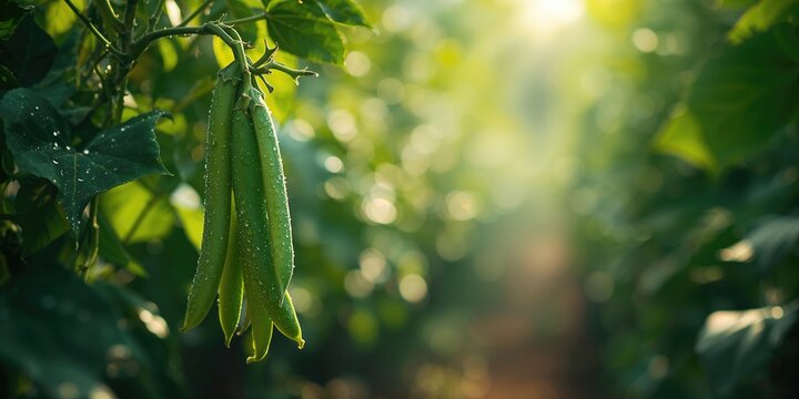 Fresh green beans on vine, highlighting their role in sustainable agriculture