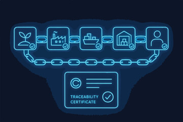 Blockchain Supply Chain Traceability &mdash; Global Product Journey Vector