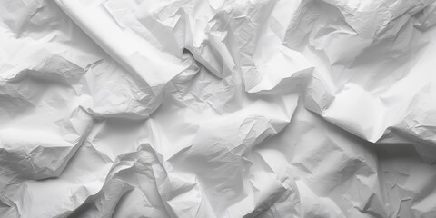 White crumpled paper sheet with textured surface suitable as editorial header background, highlighting material detail