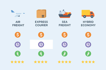 Cross-Border Logistics Infographic &mdash; Shipping Methods & Delivery Options Vector