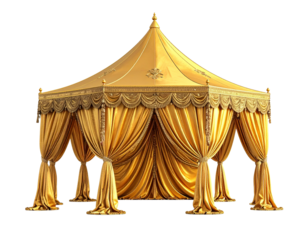 Opulent Golden Tent with Intricate Ornate Patterns – Isolated PNG