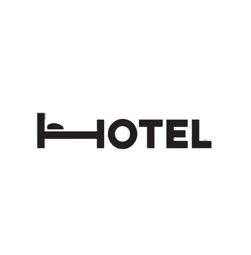 Creative HOTEL Logo Typography with Bed Symbol.
