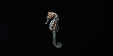 Seahorse specimen prepared for medicinal use with black backdrop, reflecting international trade and sea harvesting