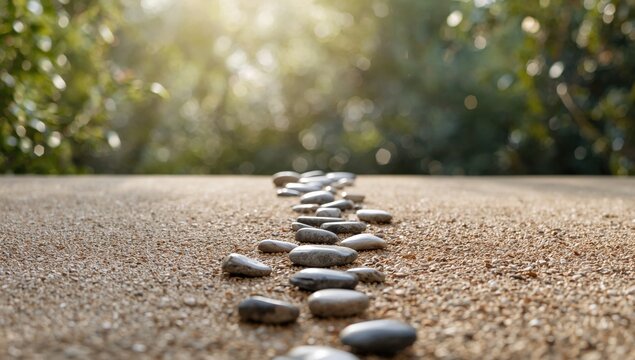 Multiple stones scattered on soil, emphasizing natural durability in garden pathways
