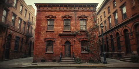 Historic city home restoration featuring brick exteriors, designed as a screensaver backdrop highlighting architectural preservation
