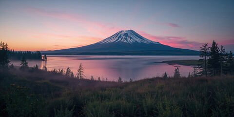 Volcano landscape observed from a coastal vantage point, highlighting geological features, Earth Day