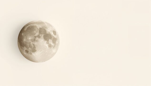 White background featuring a full moon, suitable as an editorial header background in astronomy or space-themed layouts, Earth Day