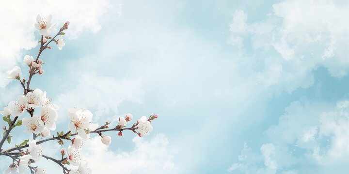 Plum blossoms on a branch, seasonal flowering for spring awareness - Powered by Adobe