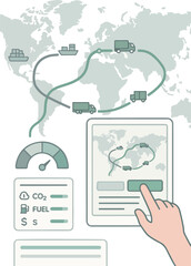 Sustainable Supply Chain Route Planner &mdash; Carbon Footprint & Emission Comparison Vector