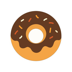 Delicious chocolate donut dessert illustration with sweet brown icing and tasty cream isolated on white as a bakery snack food icon or cartoon vector design symbol