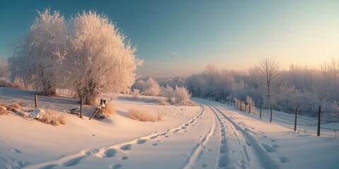 Snowy winter landscape in northeastern China, emphasizing seasonal weather conditions