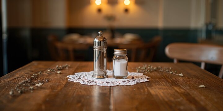 Tools on restaurant table, maintenance and cleanliness for efficient food service operations