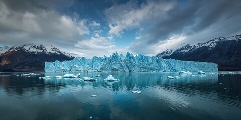 Large Hubbard Glacier in Alaska with overcast weather, emphasizing ice mass and natural erosion processes
