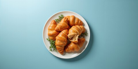 Top-down view of croissants arranged on a background, designed for food styling and breakfast marketing