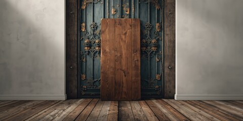 Vintage wooden board serving as a rustic background for food presentation or design layouts, ideal for editorial use