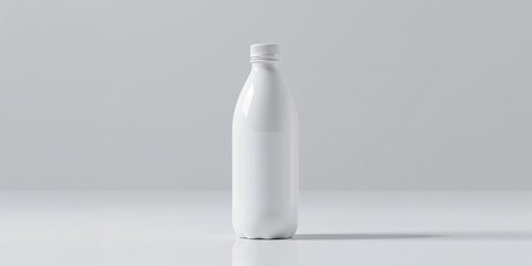 White plastic yogurt or milk bottle mockup with blank label serving as a UI backdrop for label placement and branding