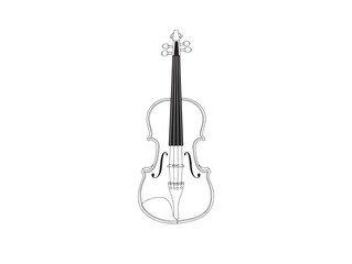 Fototapeta premium Elegant black and white illustration of a violin isolated on a clean white background for musical designs