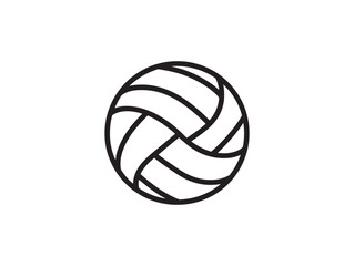 Black and white volleyball icon with simple lines on a plain background