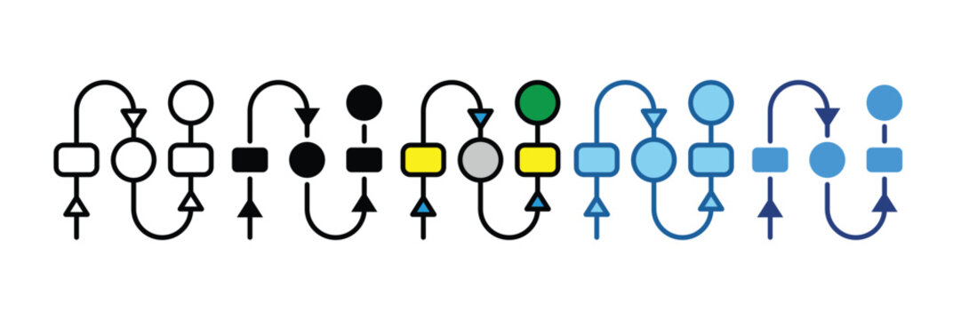 Workflow Diagram Icon Set Multiple Style Collection