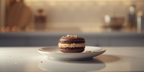 Chocolate-dipped coconut macarons arranged for dessert showcase, emphasizing confectionery craftsmanship