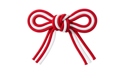 Red and white striped bow tie isolated on transparent background