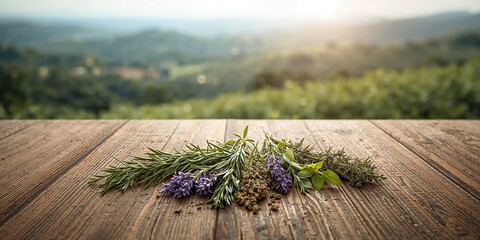 Dried herb mixture featuring savory, marjoram, rosemary, thyme, oregano, and lavender leaves from Provence, applied in grilled foods and stews, culinary seasoning, International Herb Day