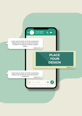 Messaging App Mockup with Chat Message and Copy Space on Smartphone Poster
