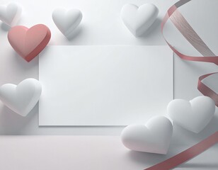 ハートとリボンで飾ったフレーム（AI生成画像）