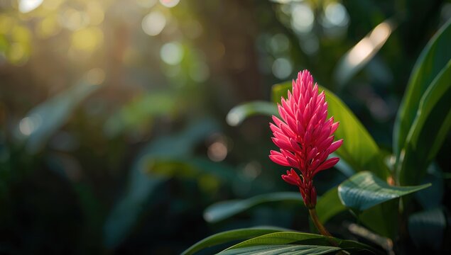 Pink ginger plant in Honolulu Hawaii, suitable for botanical research or landscape design
