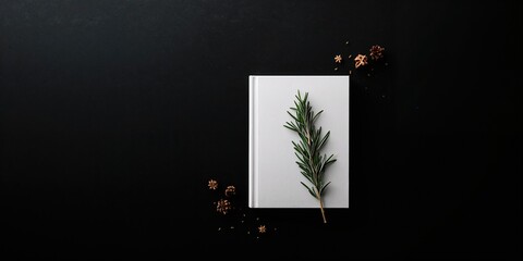 Mockup of winter tea setup with festive decor and rosemary accent, ideal for new year greeting cards
