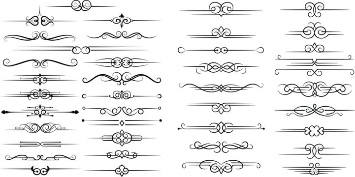 Decorative divider set with flourish ornaments and line art elements for design embellishments