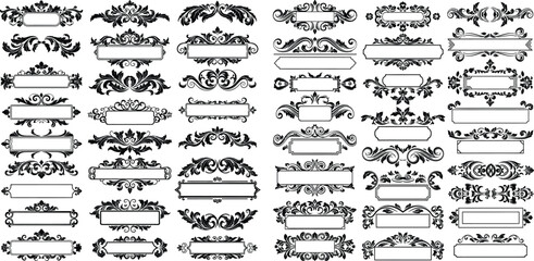Decorative ornate frame elements set, vintage inspired, suitable for labels and invitations designs