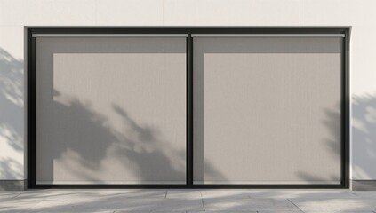 Outdoor fabric shutters installed on building windows and doors, focusing on weather resistance, World Environment Day