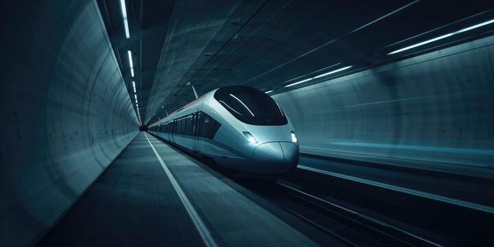 Modern velocity train exiting a tunnel showcasing aerodynamic structure for rapid transit, World Transit Day