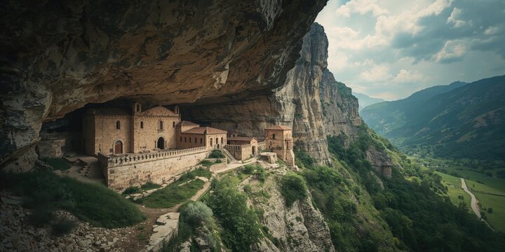 Vardzia cave monastery and ancient settlement carved from mountain cliffs, cultural heritage site